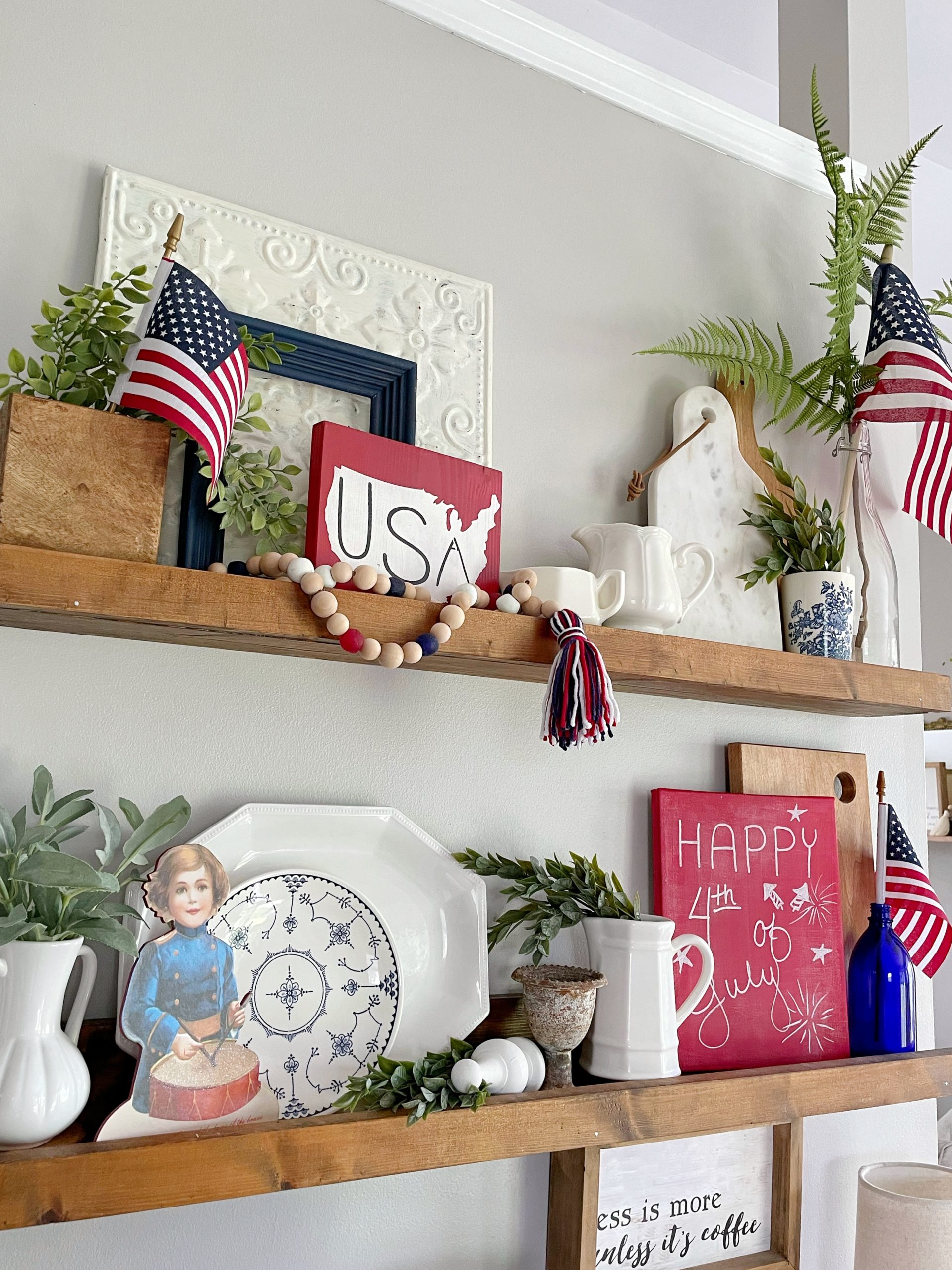 patriotic home decor for 4th of July and summer styling